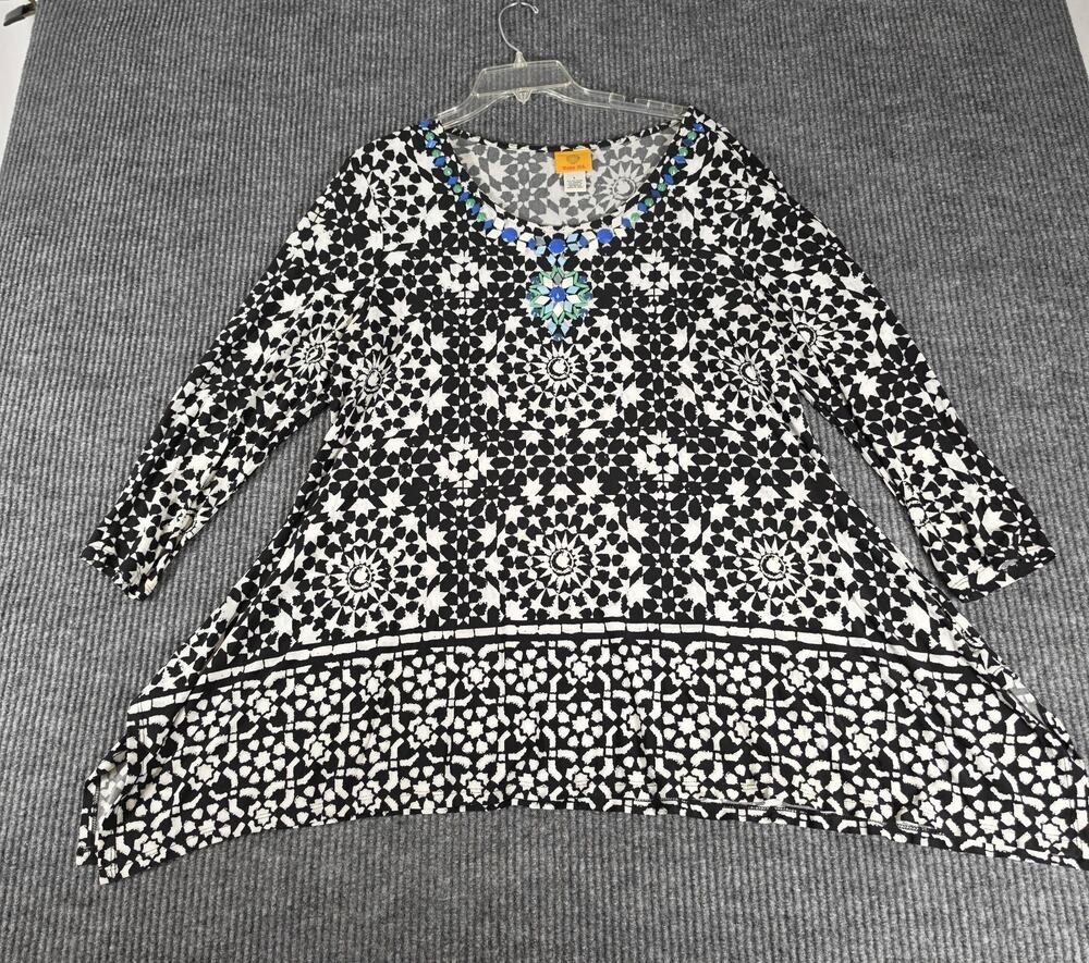 Ruby Rd. Women's Blouse Geometric 3/4 Sleeve Size Large